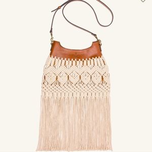 Festival ready!   Boho Patricia Nash leather and crochet fringe bag.